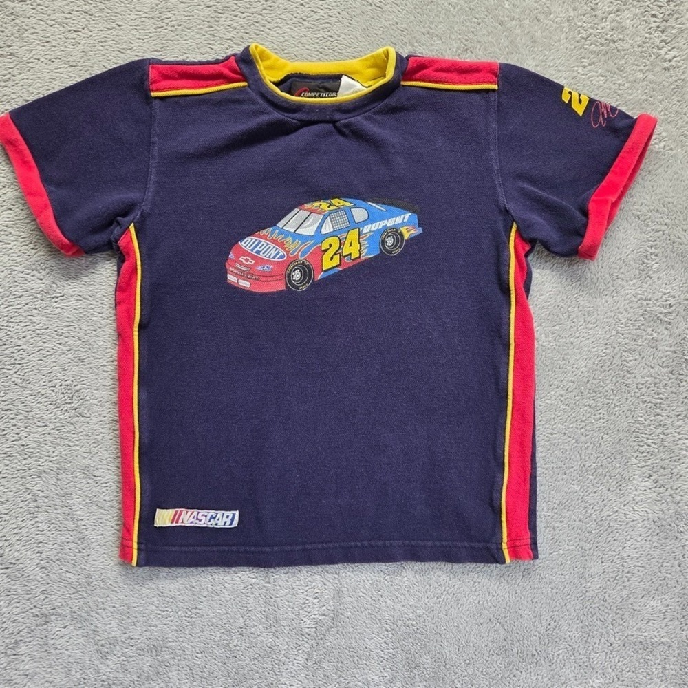 Vintage Competitors View Kids 7 Shirt Blue Red Jeff Gordon Nascar #24 Pullover